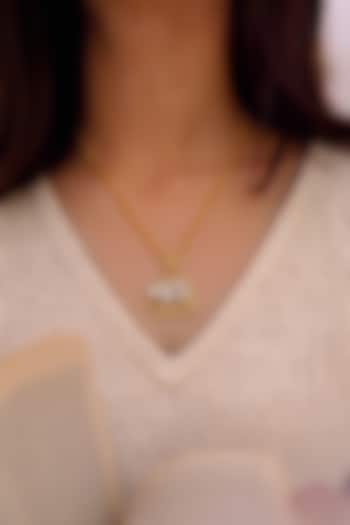 Gold Finish Zircon Elephant Motif Pendant Necklace by Prestones at Pernia's Pop Up Shop