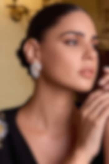 White Finish Champagne & White Zircon Stud Earrings by Prestones at Pernia's Pop Up Shop