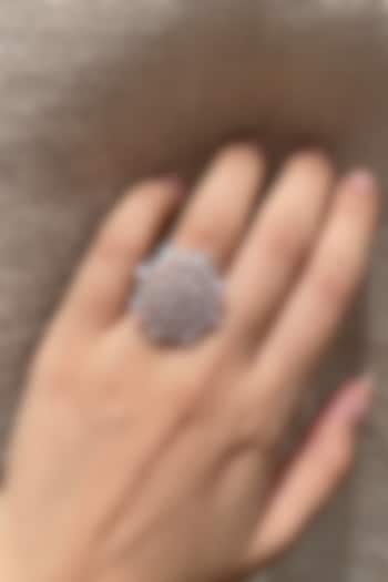 White Rhodium Finish Baguette-Cut Zircon Adjustable Ring by Prestones at Pernia's Pop Up Shop