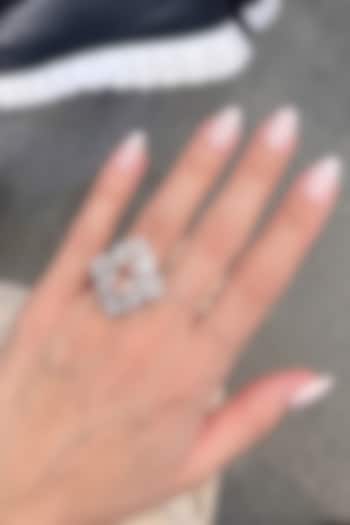 White Rhodium Finish Champagne & White Zircon Ring by Prestones at Pernia's Pop Up Shop
