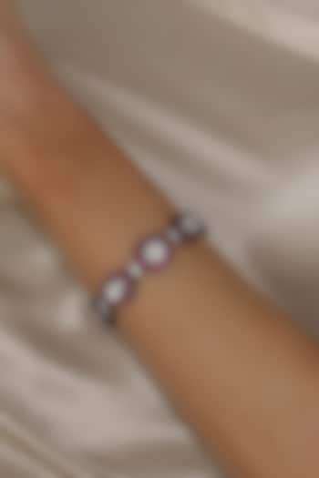 Black Rhodium Finish Ruby & White Zircon Bracelet by Prestones at Pernia's Pop Up Shop
