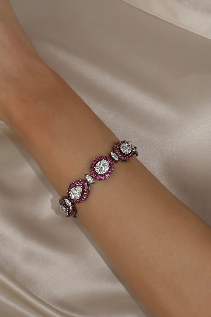 Black Rhodium Finish Ruby & White Zircon Bracelet by Prestones at Pernia's Pop Up Shop