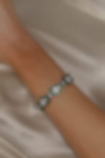 Black Rhodium Finish Emerald & White Zircon Bracelet by Prestones at Pernia's Pop Up Shop