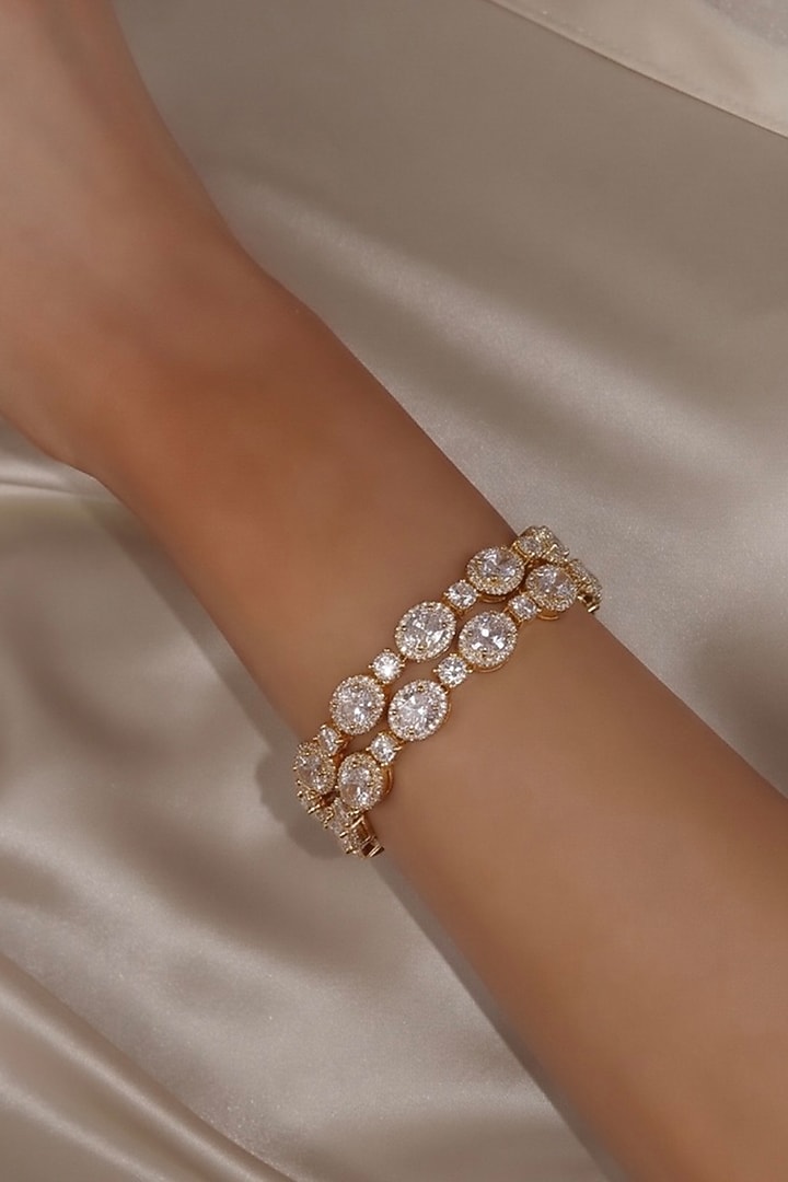 Two-Tone Finish Oval-Shaped Zircon Bracelet by Prestones at Pernia's Pop Up Shop