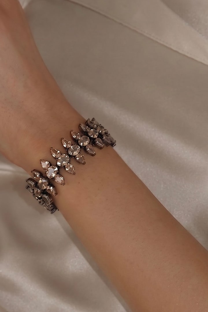 Black RHodium Finish Champagne & White Zircon Bracelet by Prestones at Pernia's Pop Up Shop