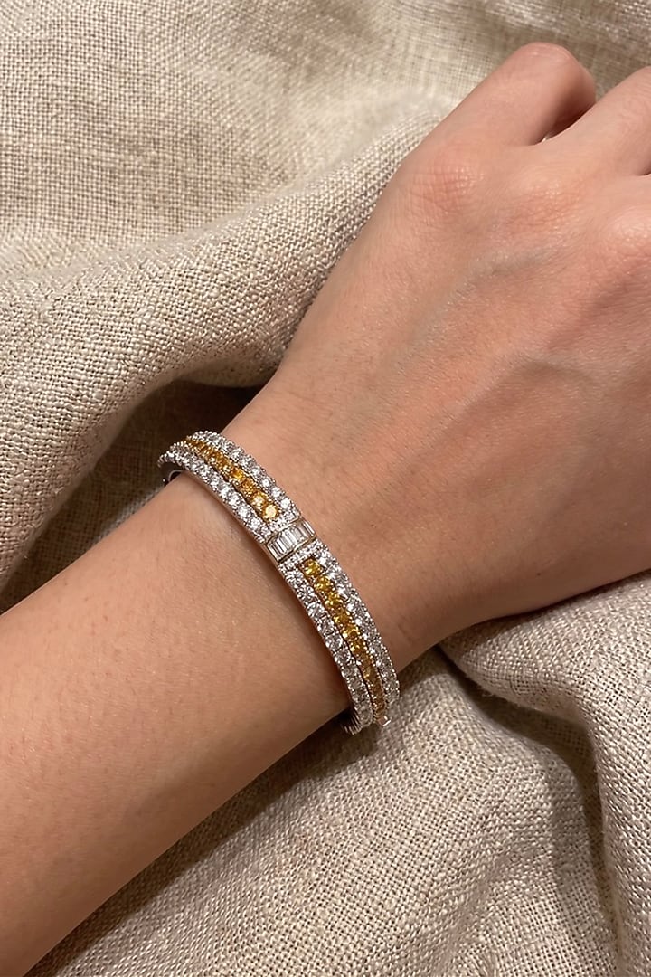 Two-Tone Finish Zircon Openable Bangle by Prestones at Pernia's Pop Up Shop