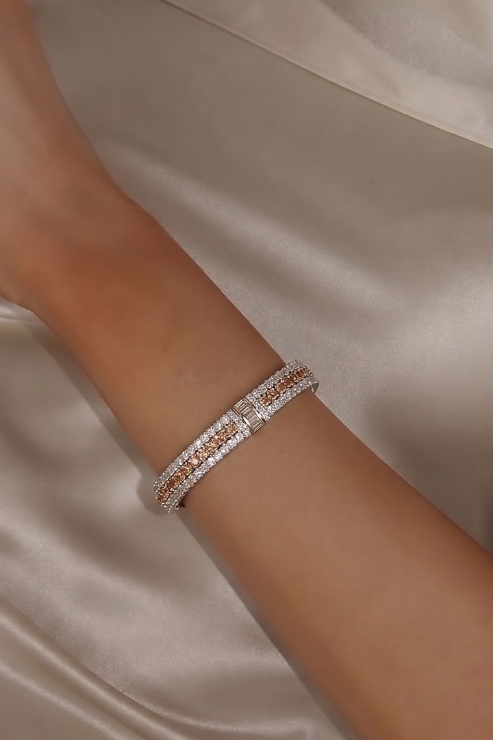 Two-Tone Finish Zircon Openable Bangle by Prestones at Pernia's Pop Up Shop