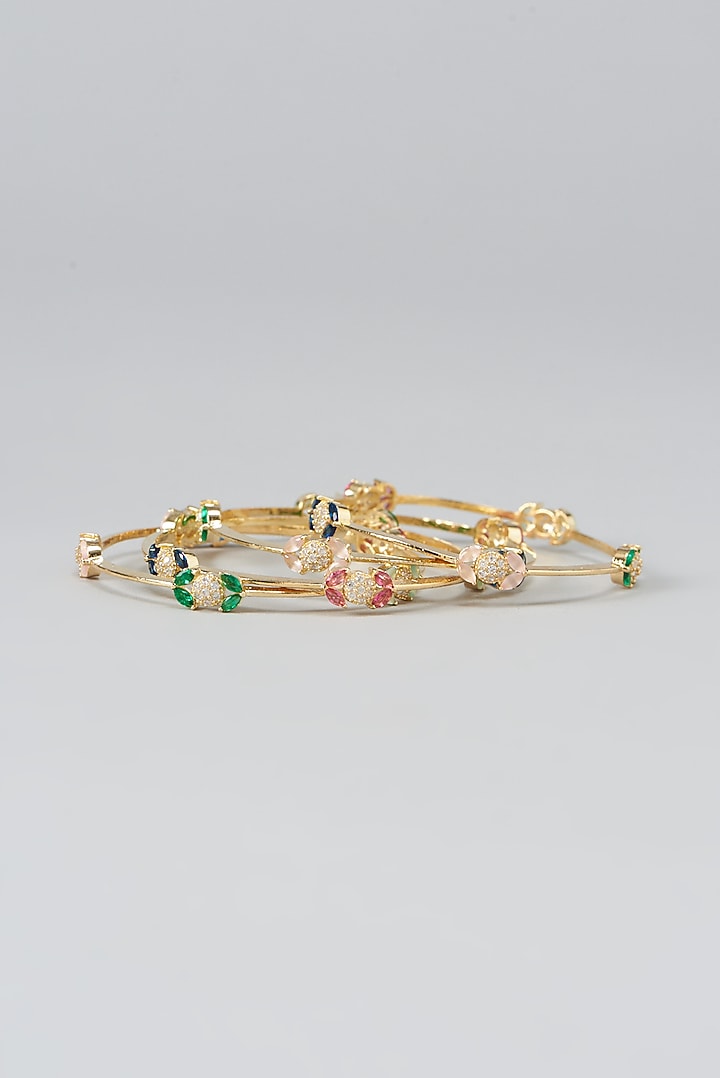 Gold Rhodium Finish Bangles (Set of 4) by Prestones at Pernia's Pop Up Shop