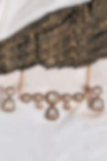 Gold Finish Kundan Polki & Zircon Meenakari Choker Necklace Set by Prestones at Pernia's Pop Up Shop