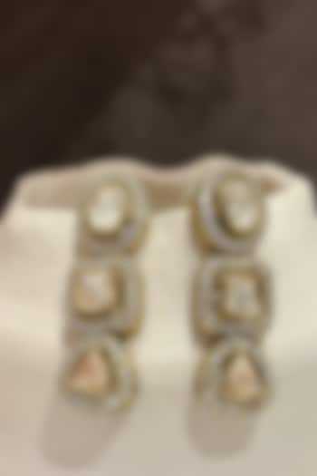 Gold Finish Kundan Polki Dangler Earrings by Prestones at Pernia's Pop Up Shop