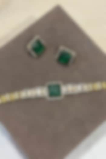 Gold Finish Kundan Polki & Emerald Stone Choker Necklace Set by Prestones at Pernia's Pop Up Shop