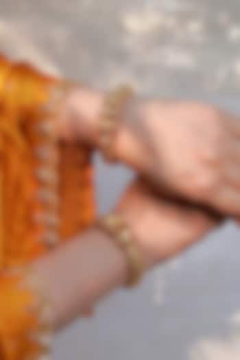 Gold Finish Temple Openable Kadas ( Set Of 2) by Prestones at Pernia's Pop Up Shop