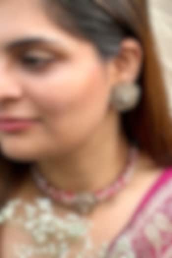 Antique Gold Finish Kundan Polki & Zircon Enameled Choker Necklace Set by Prestones at Pernia's Pop Up Shop