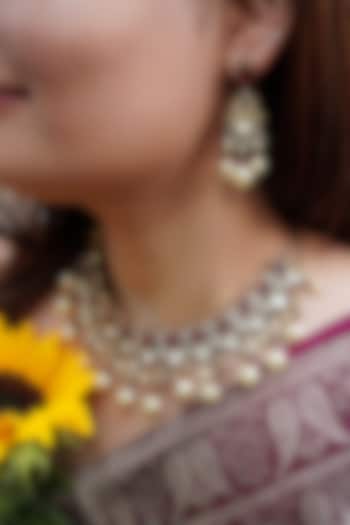 Antique Gold Finish Kundan Polki & Ruby Choker Necklace Set by Prestones at Pernia's Pop Up Shop