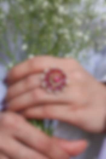 Gold Finish Ruby & Zircon Ring by Prestones at Pernia's Pop Up Shop