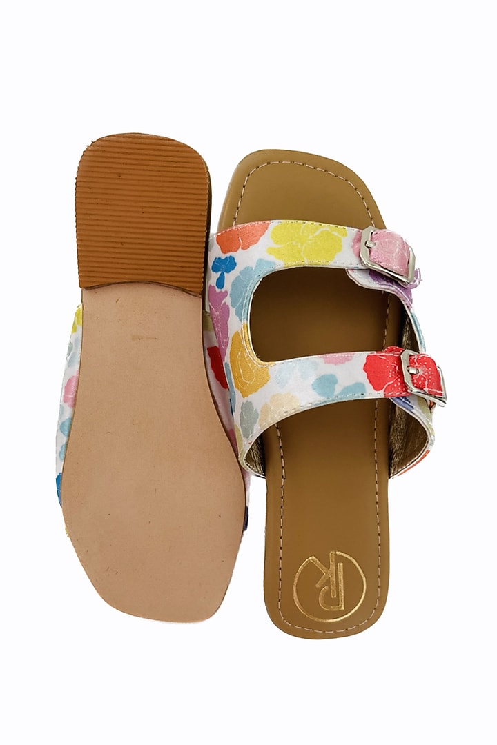 Multi-Colored Faux Leather Printed Plats For Girls by Preet Kaur-Kids at Pernia's Pop Up Shop
