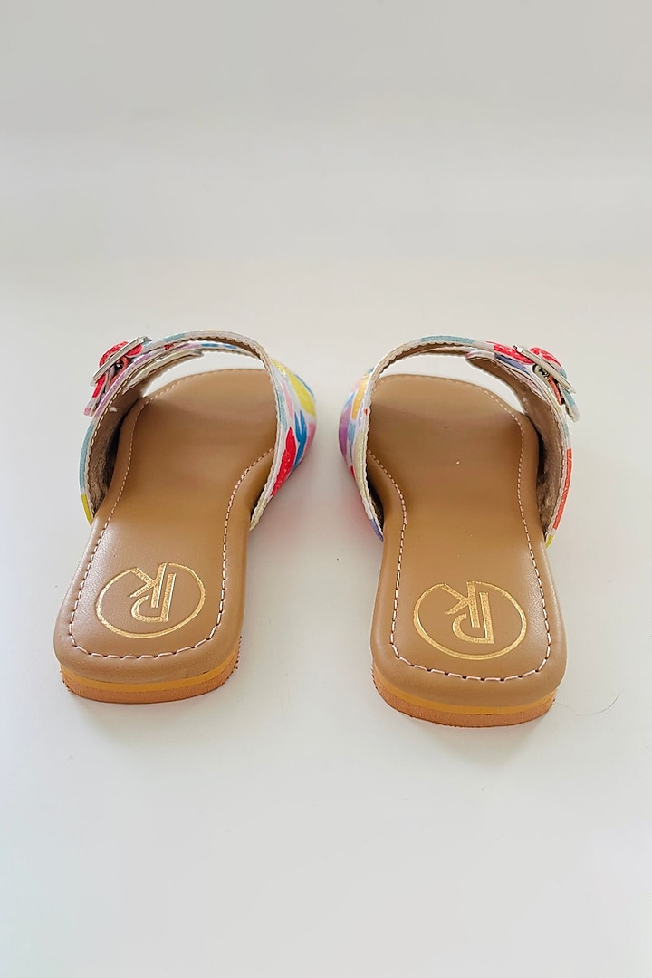 Multi-Colored Faux Leather Printed Plats For Girls by Preet Kaur-Kids at Pernia's Pop Up Shop