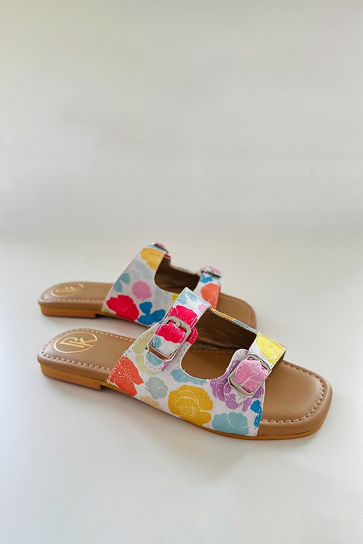 Multi-Colored Faux Leather Printed Plats For Girls by Preet Kaur-Kids at Pernia's Pop Up Shop