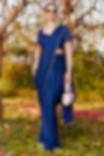 Blue Shimmer Georgette Saree Set by PRATISHTHA - THE LABEL