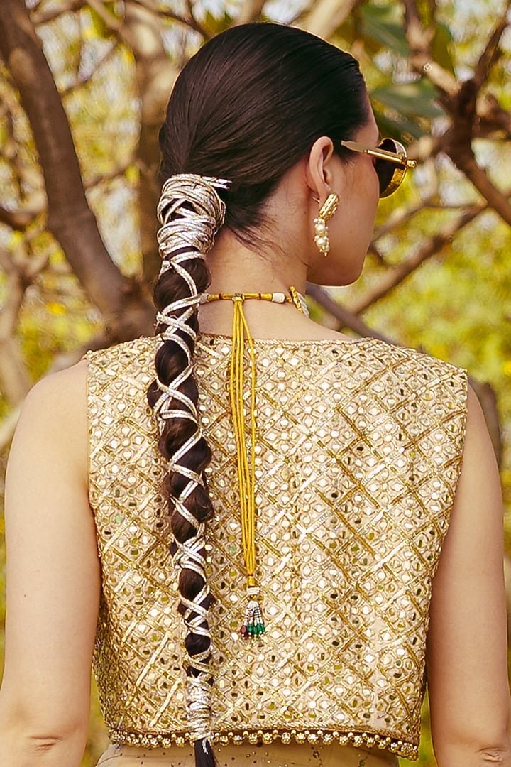 Gold Pure Silk Wedding Anarkali Set by PRATISHTHA - THE LABEL at Pernia's Pop Up Shop