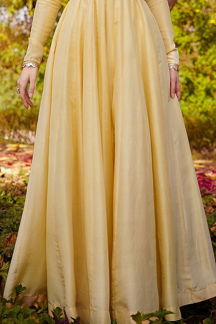 Gold Pure Silk Wedding Anarkali Set by PRATISHTHA - THE LABEL at Pernia's Pop Up Shop