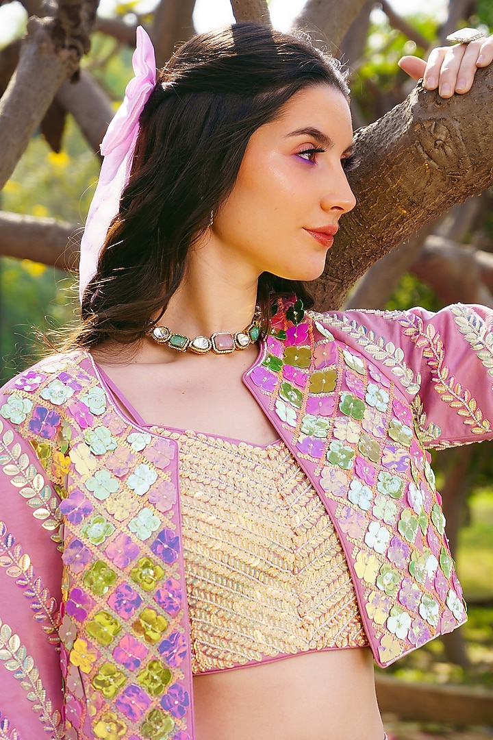 Pink Imported Crepe Dhoti Skirt Set by PRATISHTHA - THE LABEL at Pernia's Pop Up Shop