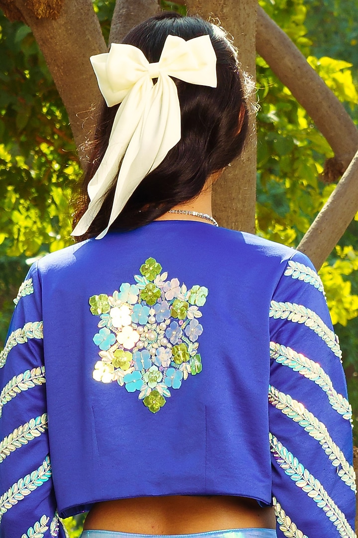 Indigo Imported Crepe Dhoti Skirt Set by PRATISHTHA - THE LABEL at Pernia's Pop Up Shop