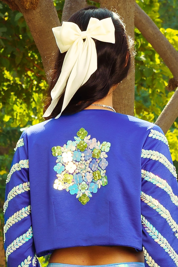 Indigo Blue Georgette Palazzo Pant Set by PRATISHTHA - THE LABEL at Pernia's Pop Up Shop