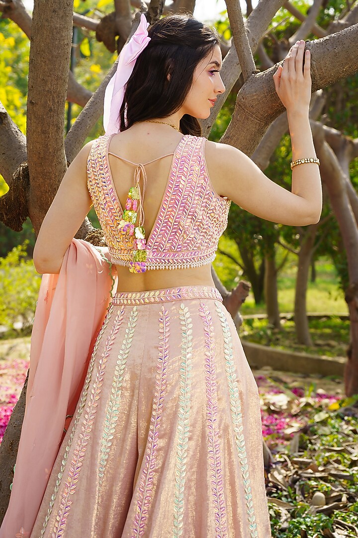 Pink Shimmer Georgette Wedding Sharara Set by PRATISHTHA - THE LABEL at Pernia's Pop Up Shop