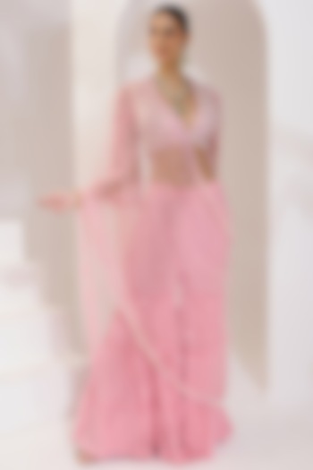 Baby Pink Georgette Gharara Set by PRATISHTHA - THE LABEL at Pernia's Pop Up Shop