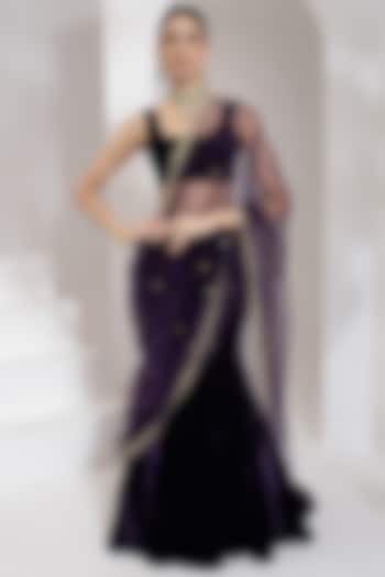 Purple Velvet Wedding Lehenga Set by PRATISHTHA - THE LABEL at Pernia's Pop Up Shop