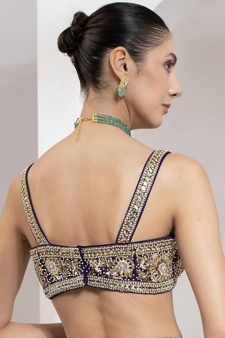 Purple Net Zari & Mirror Hand Embroidered Cape Set by PRATISHTHA - THE LABEL at Pernia's Pop Up Shop