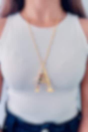 Gold Plated Multi-Colored Stone Initial Pendant Necklace by Prerto at Pernia's Pop Up Shop