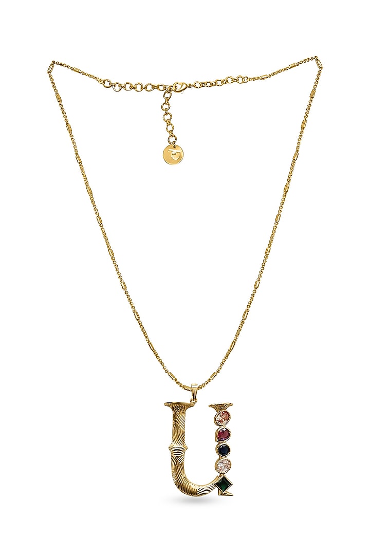 Gold Plated Multi-Colored Stone Initial Pendant Necklace by Prerto at  Pernia's Pop Up Shop