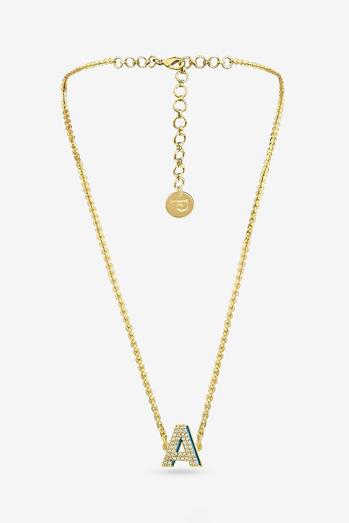 Gold Plated Diamond Initial Pendant Necklace by Prerto at Pernia's Pop Up Shop