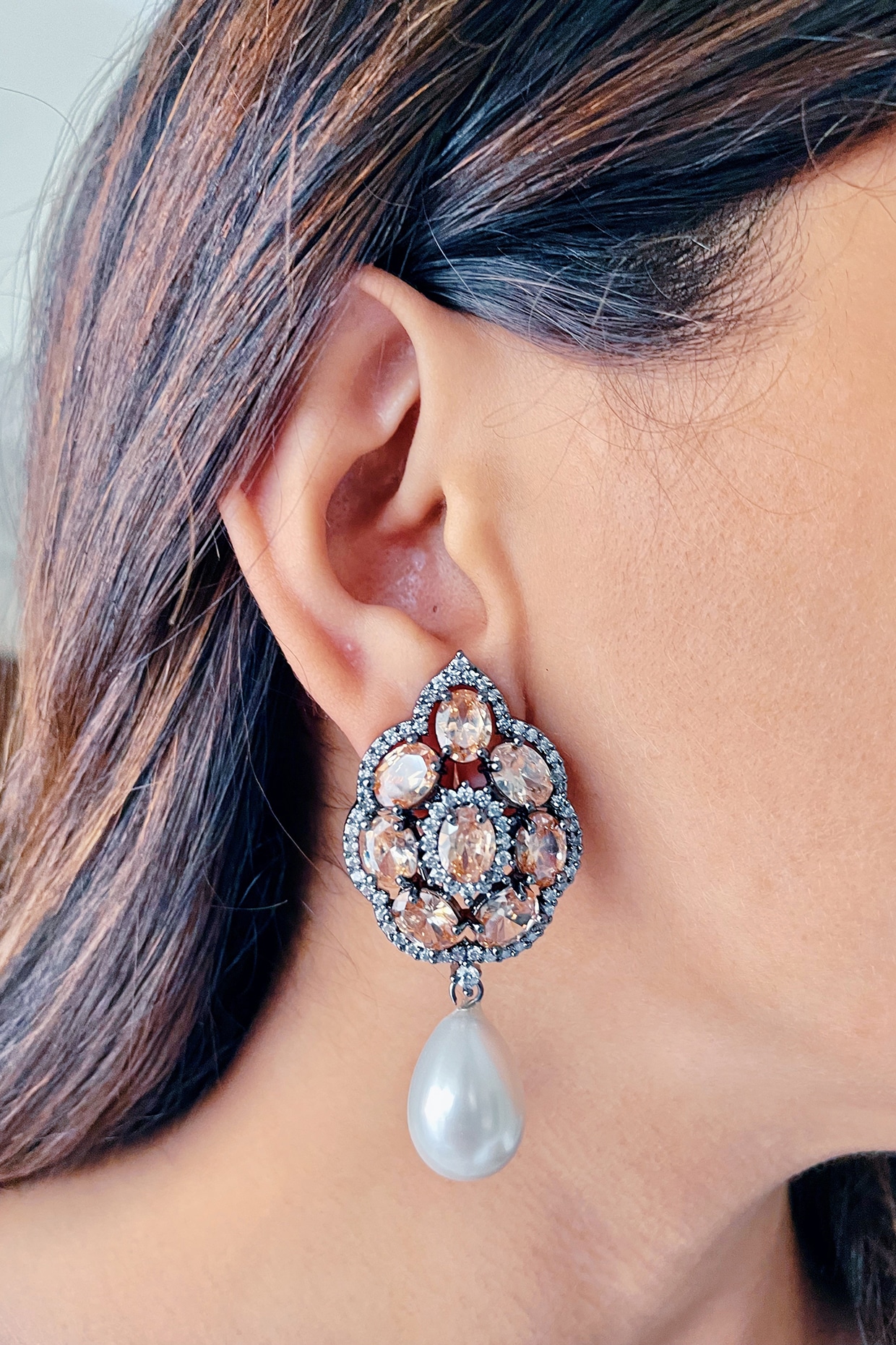 Bezel-Set Dangling Chandelier Diamond Earrings 14K Rose Gold 2.27ct - IE8