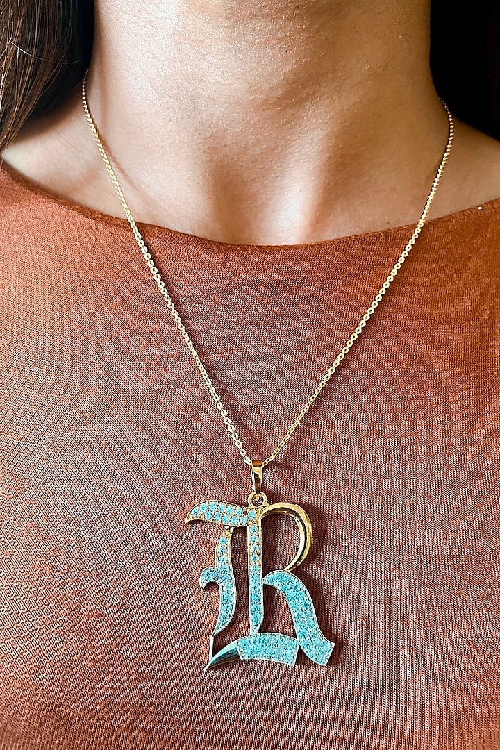 Gold Plated Diamond Initial Pendant Necklace by Prerto