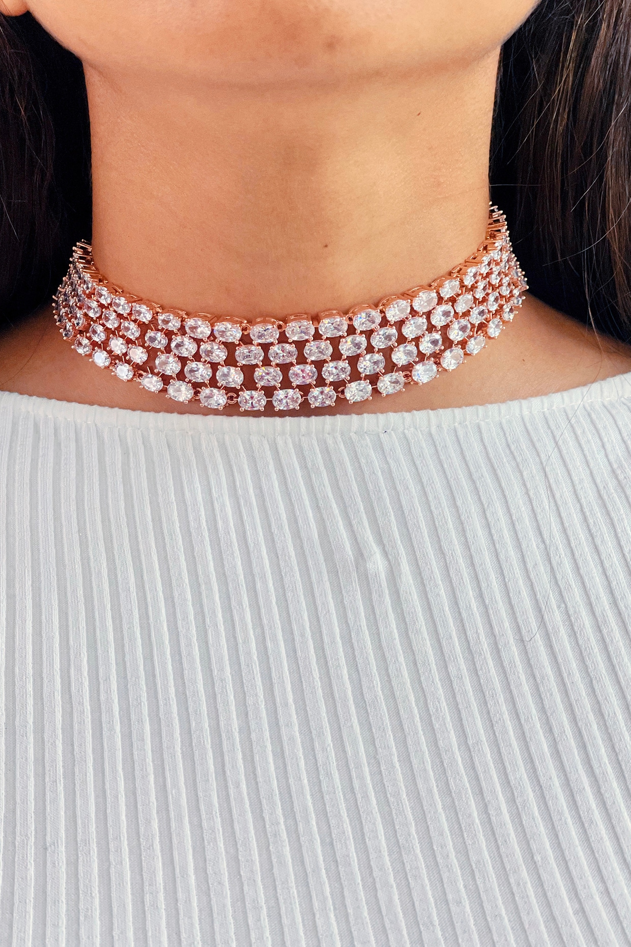 Rose gold clearance rhinestone choker