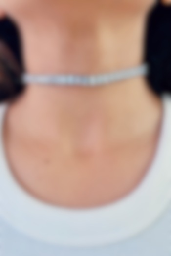 White Rhodium Plated Zircon Choker Necklace by Prerto at Pernia's Pop Up Shop