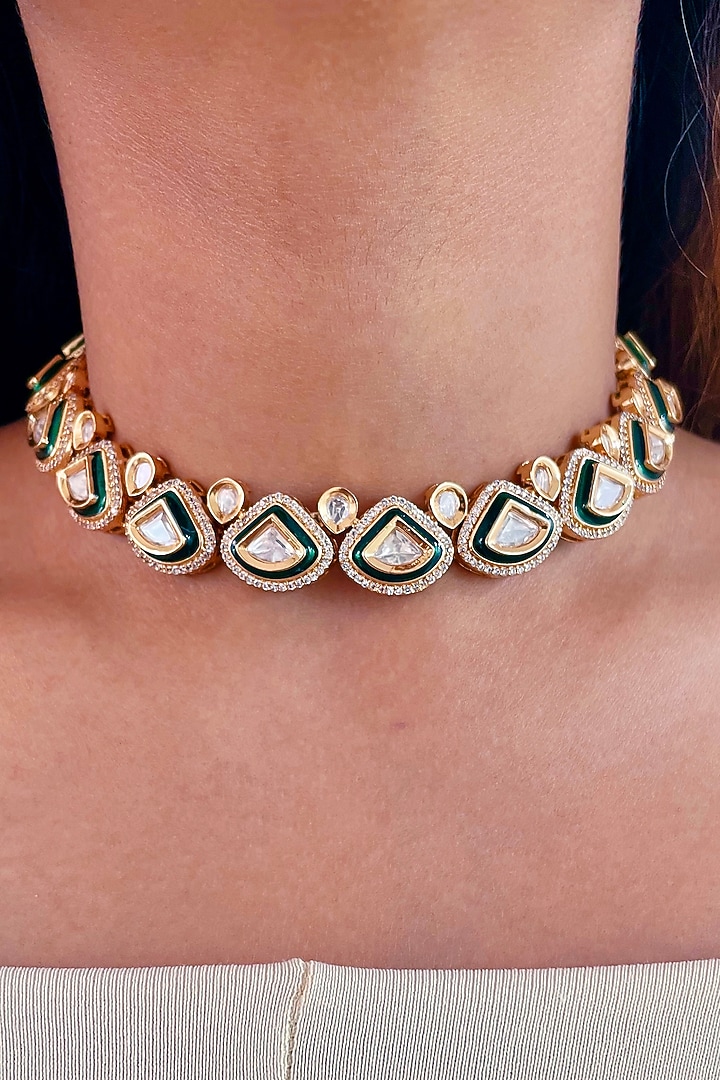Gold Plated Kundan Polki Choker Necklace by Prerto at Pernia's Pop Up Shop