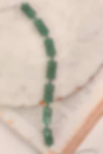 White Rhodium Plated Green Zircon Choker Necklace by Prerto