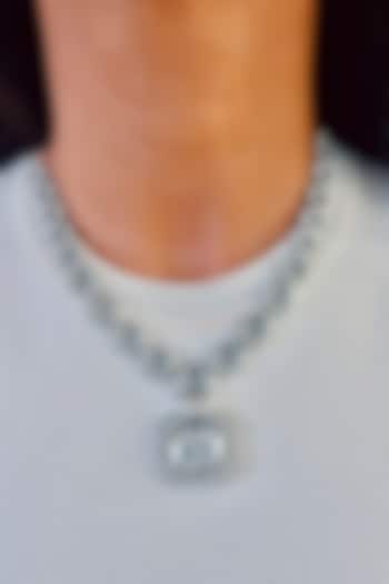 White Rhodium Plated Zircon Necklace by Prerto