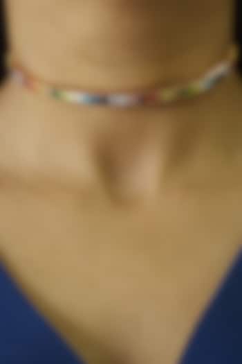 Gold Plated Multi-Colored Stone Choker Necklace by Prerto at Pernia's Pop Up Shop