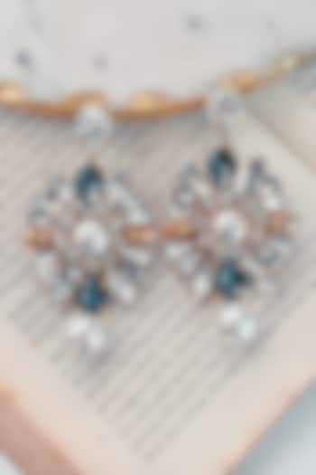 Rose Gold Finish Multi-Colored Swarovski Dangler Earrings by Prerto