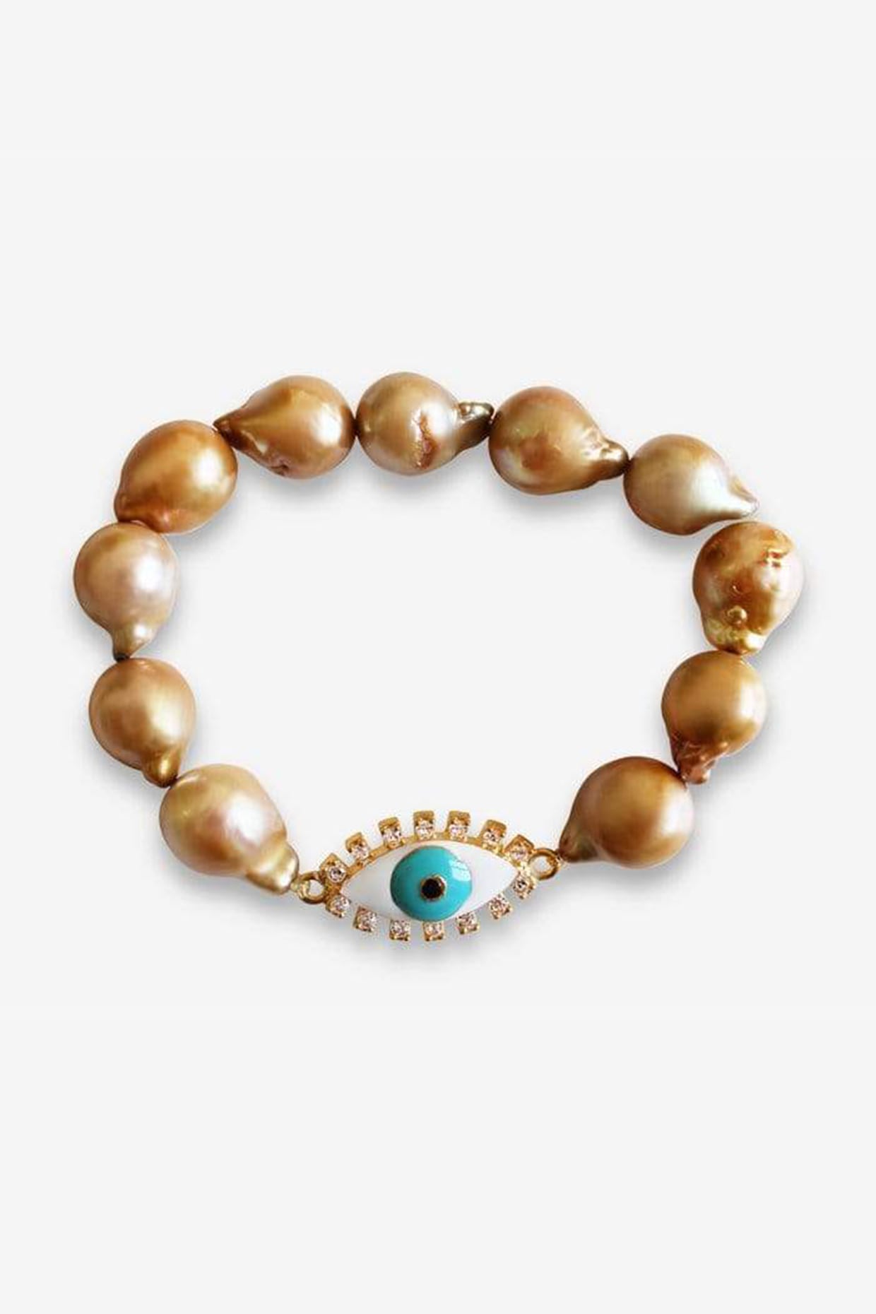 Small Round Evil Eye Diamond Chain Bracelet - KAJ FINE JEWELLERY - 3878318