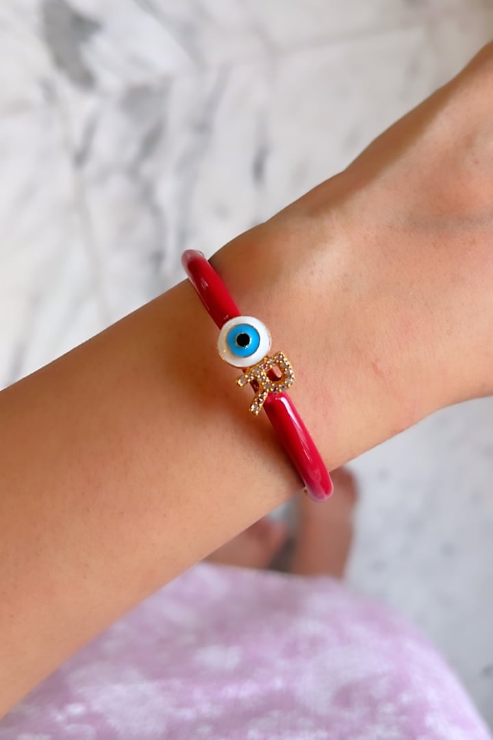 Gold Finish Enameled Evil-Eye Bracelet by Prerto at Pernia's Pop Up Shop