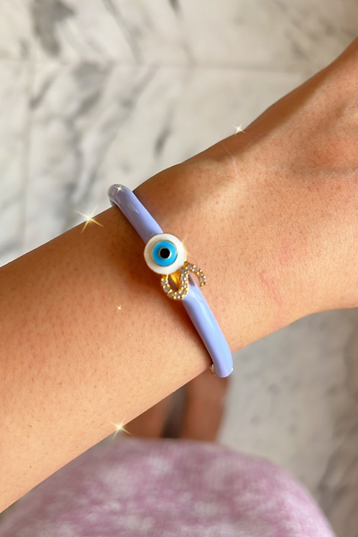 Gold Finish Enameled Evil-Eye Bracelet by Prerto at Pernia's Pop Up Shop