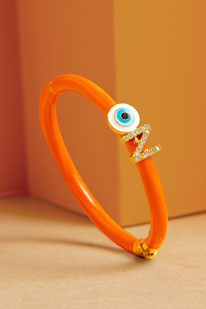 Gold Finish Enameled Evil-Eye Bracelet by Prerto at Pernia's Pop Up Shop