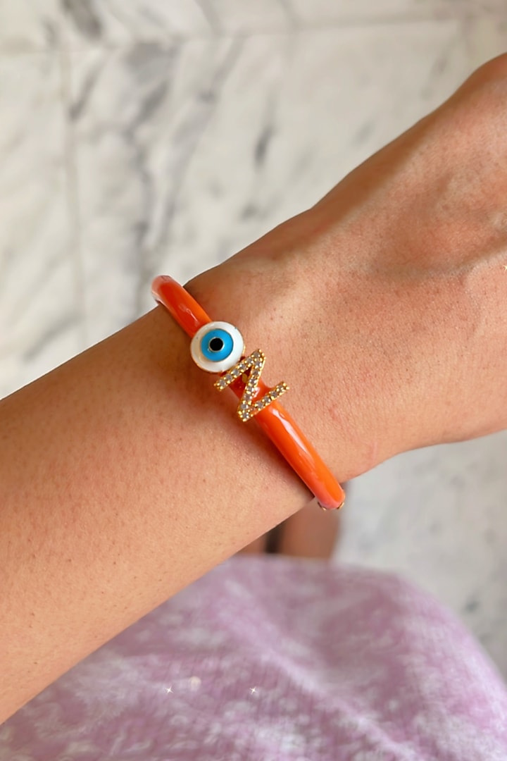 Gold Finish Enameled Evil-Eye Bracelet by Prerto at Pernia's Pop Up Shop