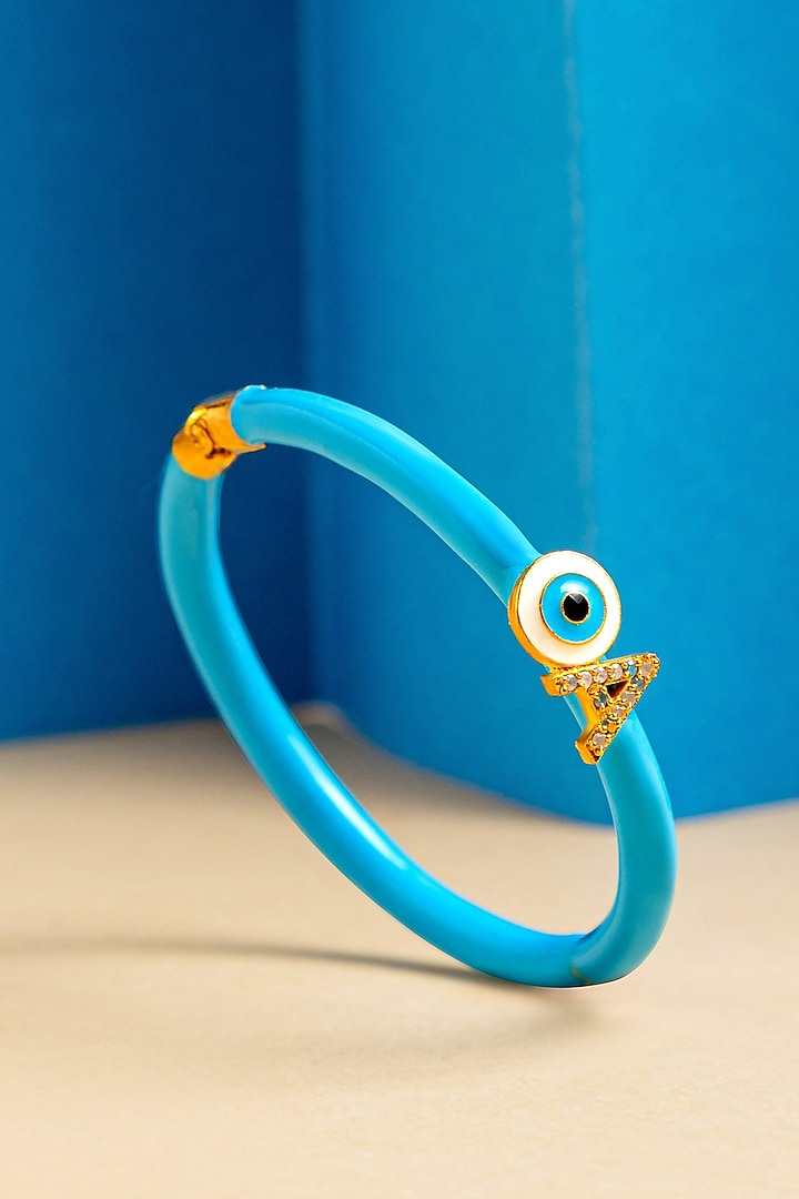 Gold Finish Enameled Evil-Eye Bracelet by Prerto at Pernia's Pop Up Shop